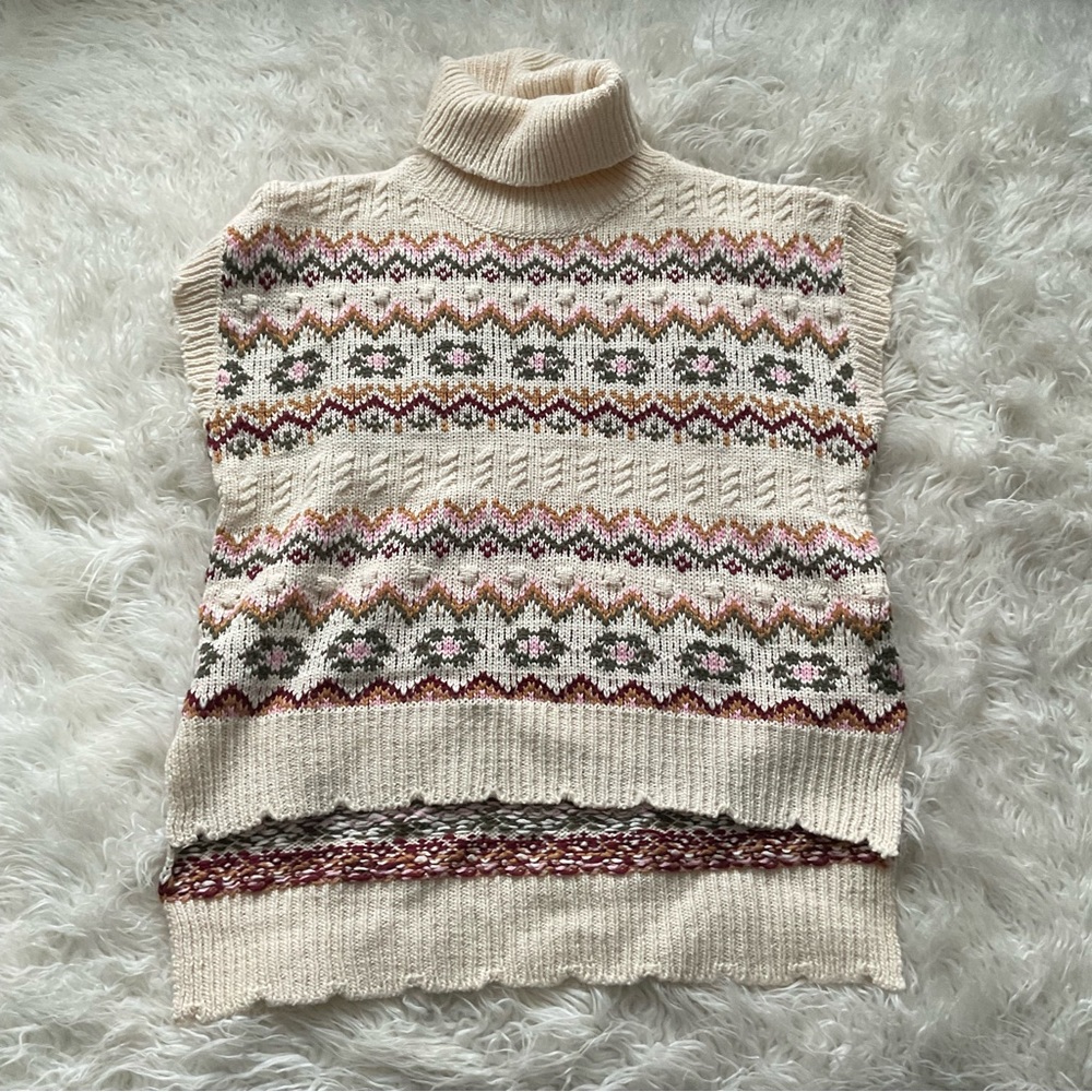 Fab’rik Marzi Short Sleeve Fair Isle Turtleneck Sweater